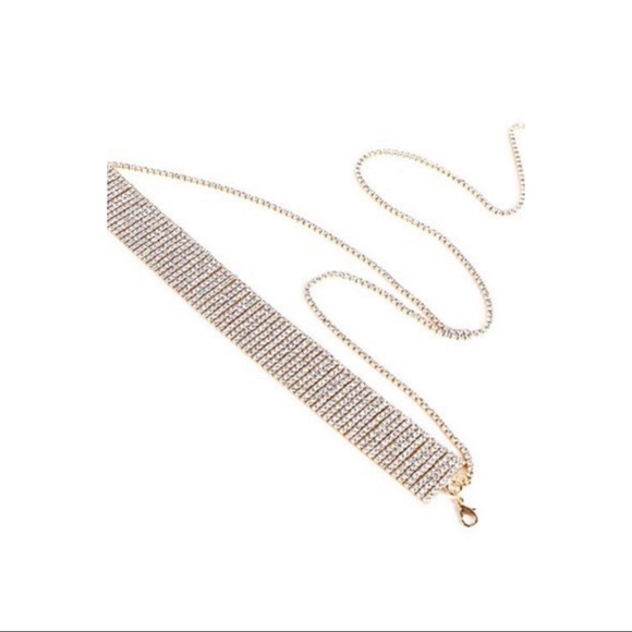 Just In! Rhinestone Choker Necklace w/ Backdrop - Picture 6 of 8